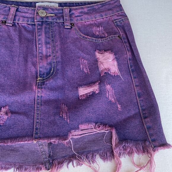 Uniq By Litz Distressed Purple Mini Skirt Ladies Small - Picture 2 of 7